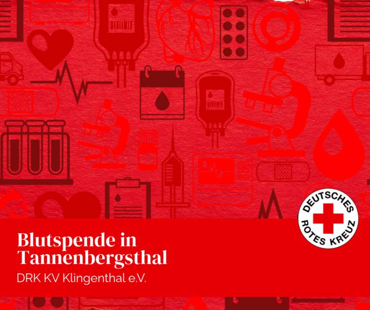 Roter Hintergrund aus Recyclingpapier und darauf dunkelrote Symbole aus der Blutspende.